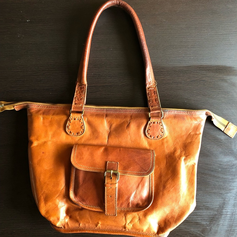 Noonday Collection Rustic Leather Tote Purse Bag
